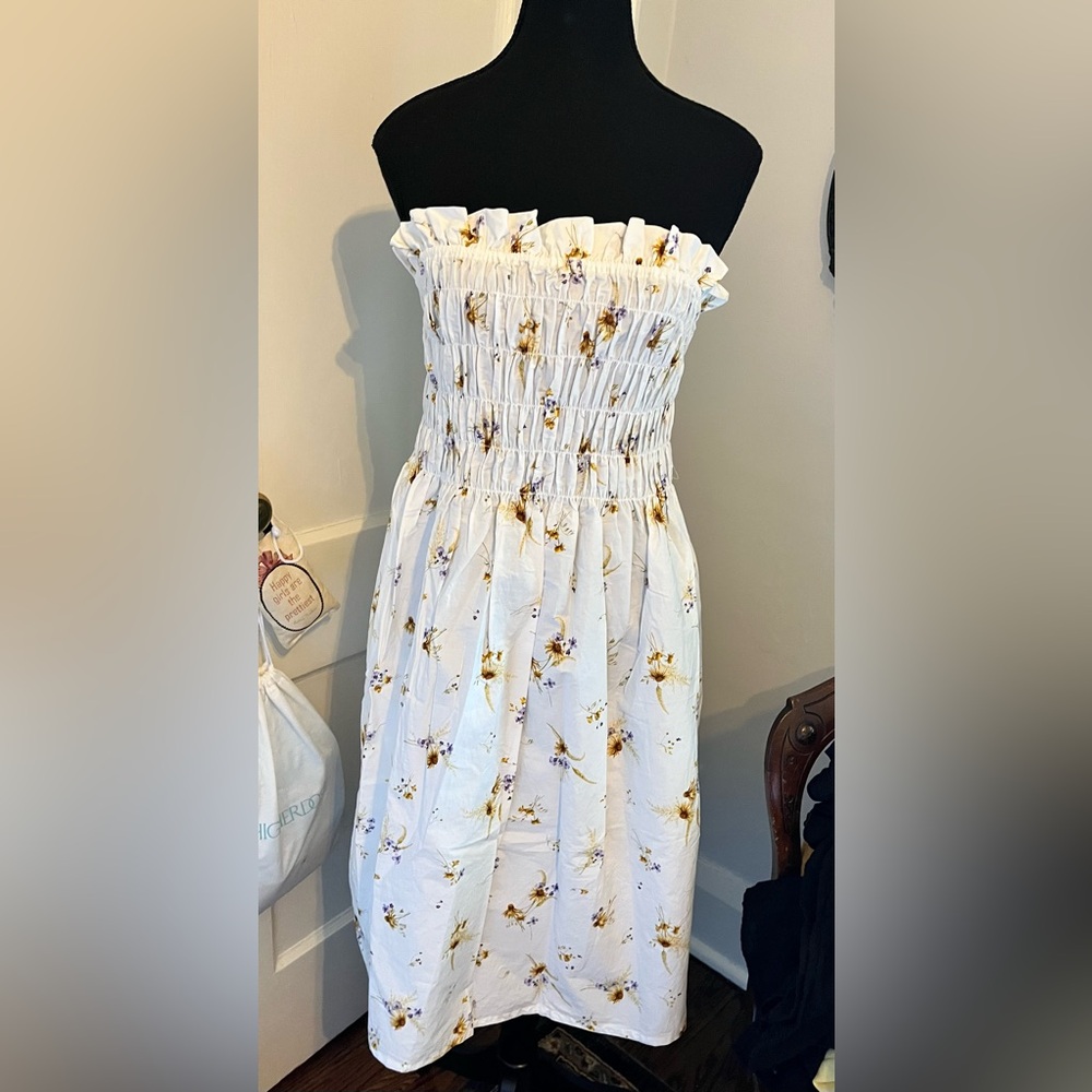 H&M shirred/smocked convertible floral print dress sz. M (fits up to L/XL)